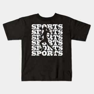 Sports Woman with distressed white text Kids T-Shirt